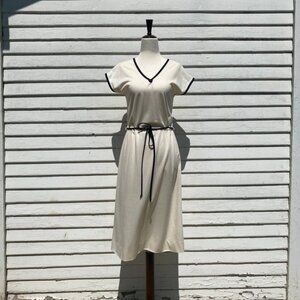1970s Off White Jersey Day Dress